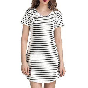 Stripes Short Sleeve Mini Dresses Top